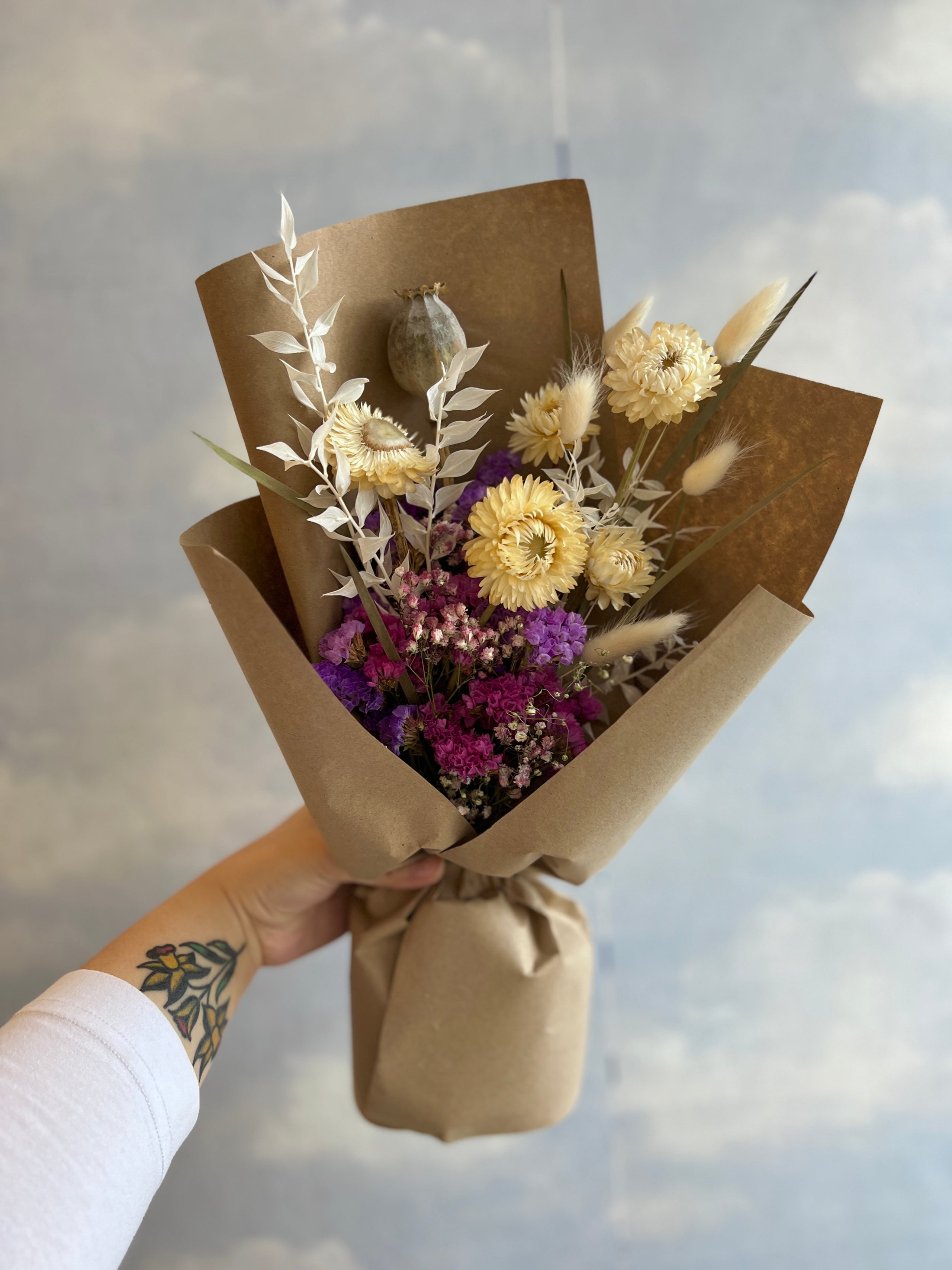 Handled Leather Floral Gift Bags Rectangular Florist Baskets|BBJ WRAPS